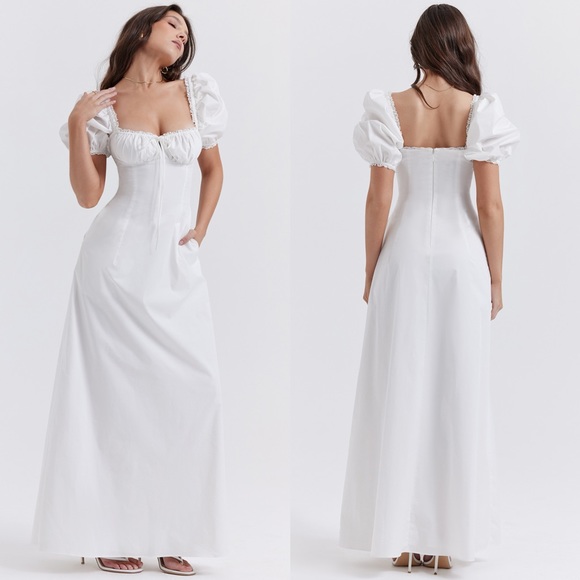 HOUSE OF CB 'Felizia' White Puff Sleeve Sundress - Picture 3 of 11